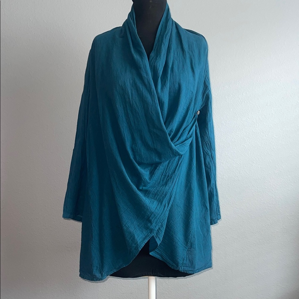 Lassah Teal Shawl Blouse/Cardigan